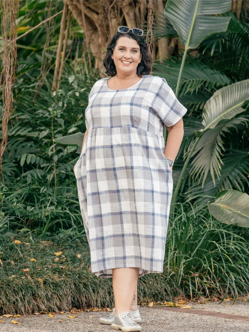 Josie Dress Gingham Grid Madras Check Size 20 Side