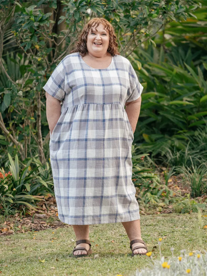 Josie Dress Gingham Grid Madras Check Size 22 front