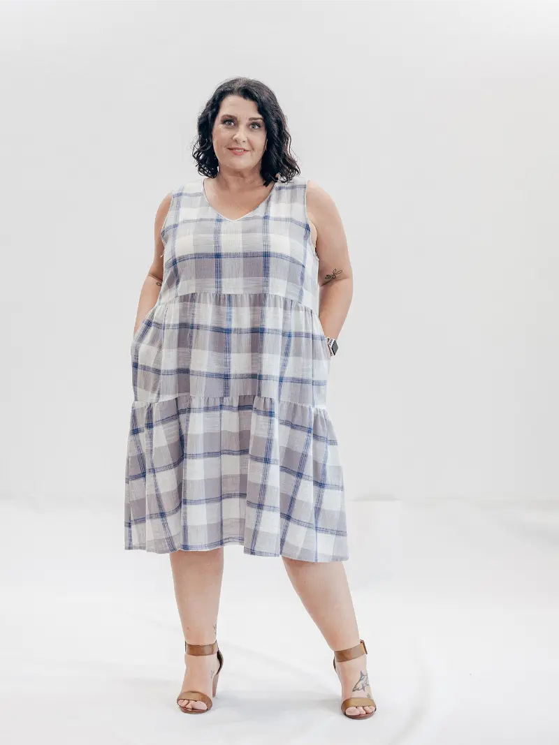 SFJ Amy Dress Gingham Grd Madras Check Size 20 Front