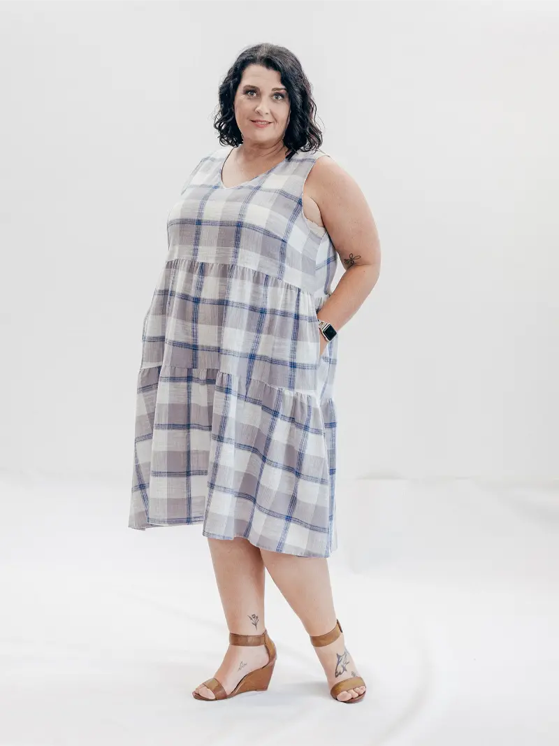 SFJ Amy Dress Gingham Grd Madras Check Size 20 Side