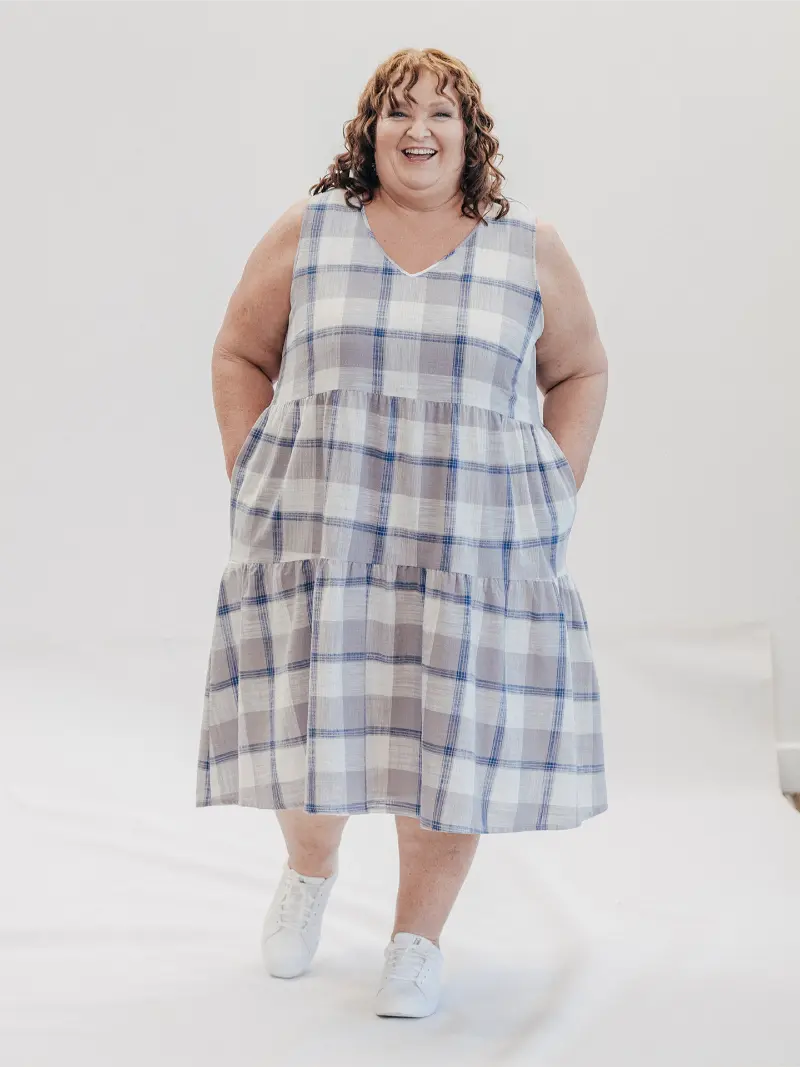 SFJ Amy Dress Gingham Grd Madras Check Size 22 Front