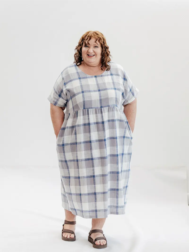 SFJ Josie Dress Gingham Grid Madras Check Size 22 front