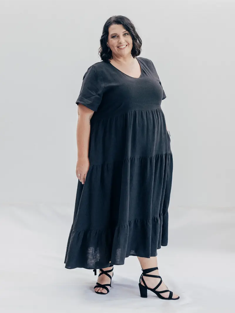 SFJ Lucy Maxi Dress Black Front Size 20