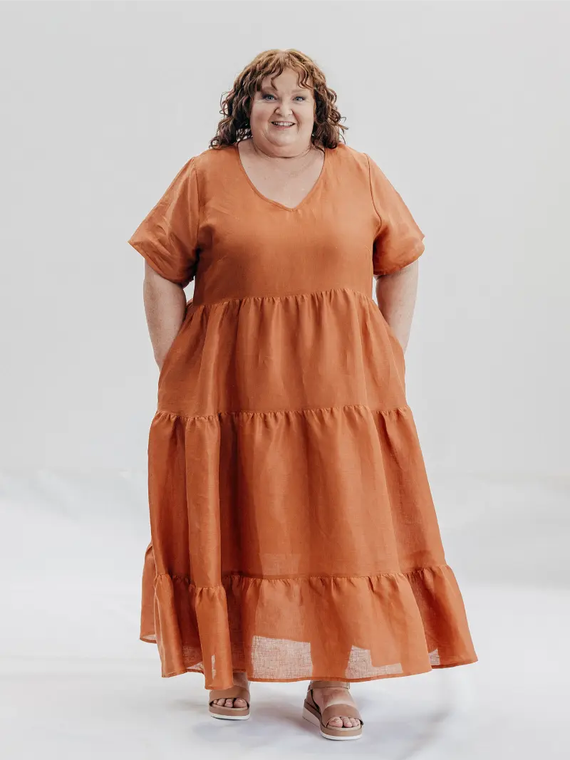 SFJ Lucy Maxi Dress Front Terracotta Size 22